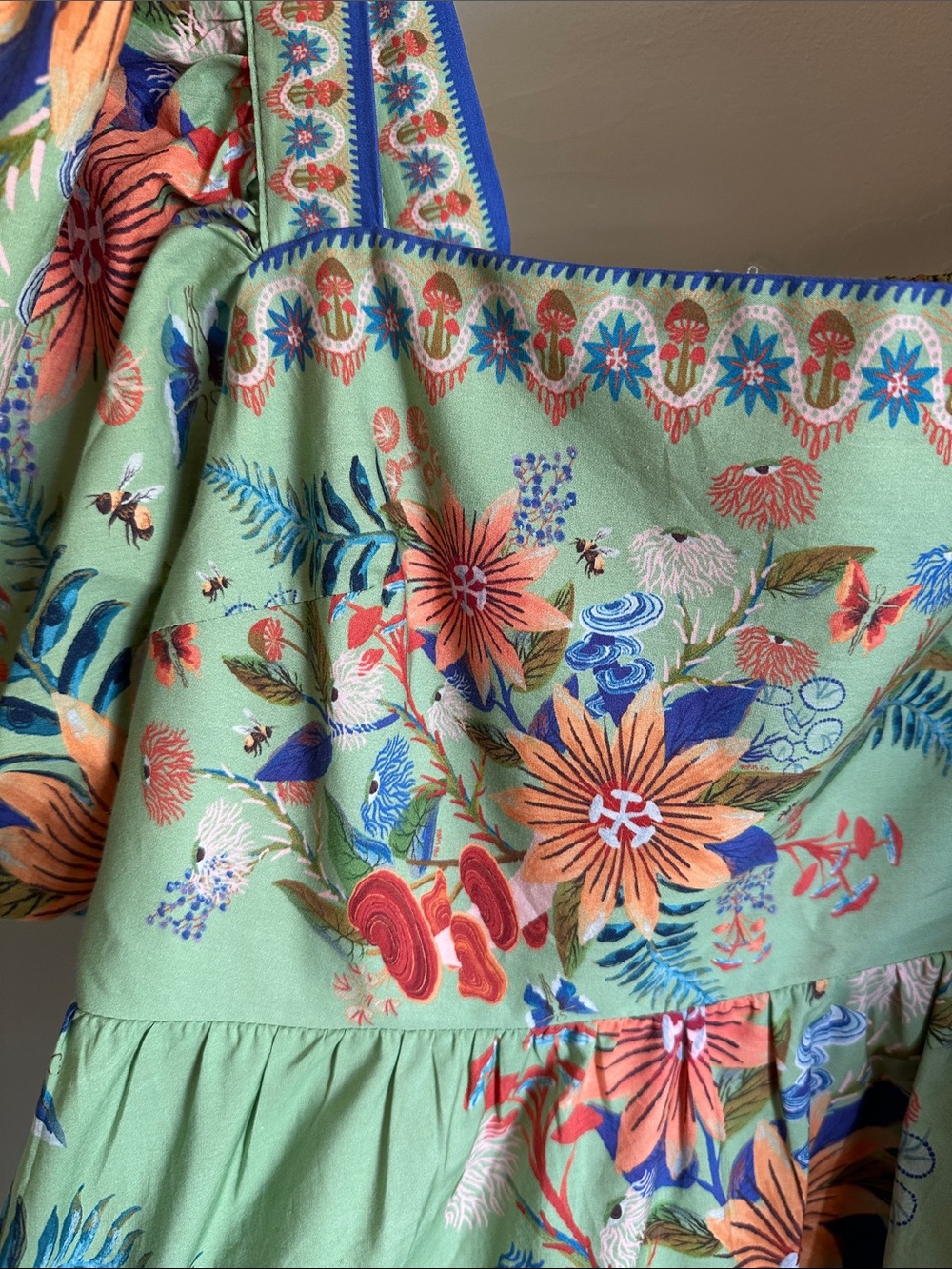 FARM Rio Puff-Sleeve Mini Dress in Light Green - Picture 4 of 4